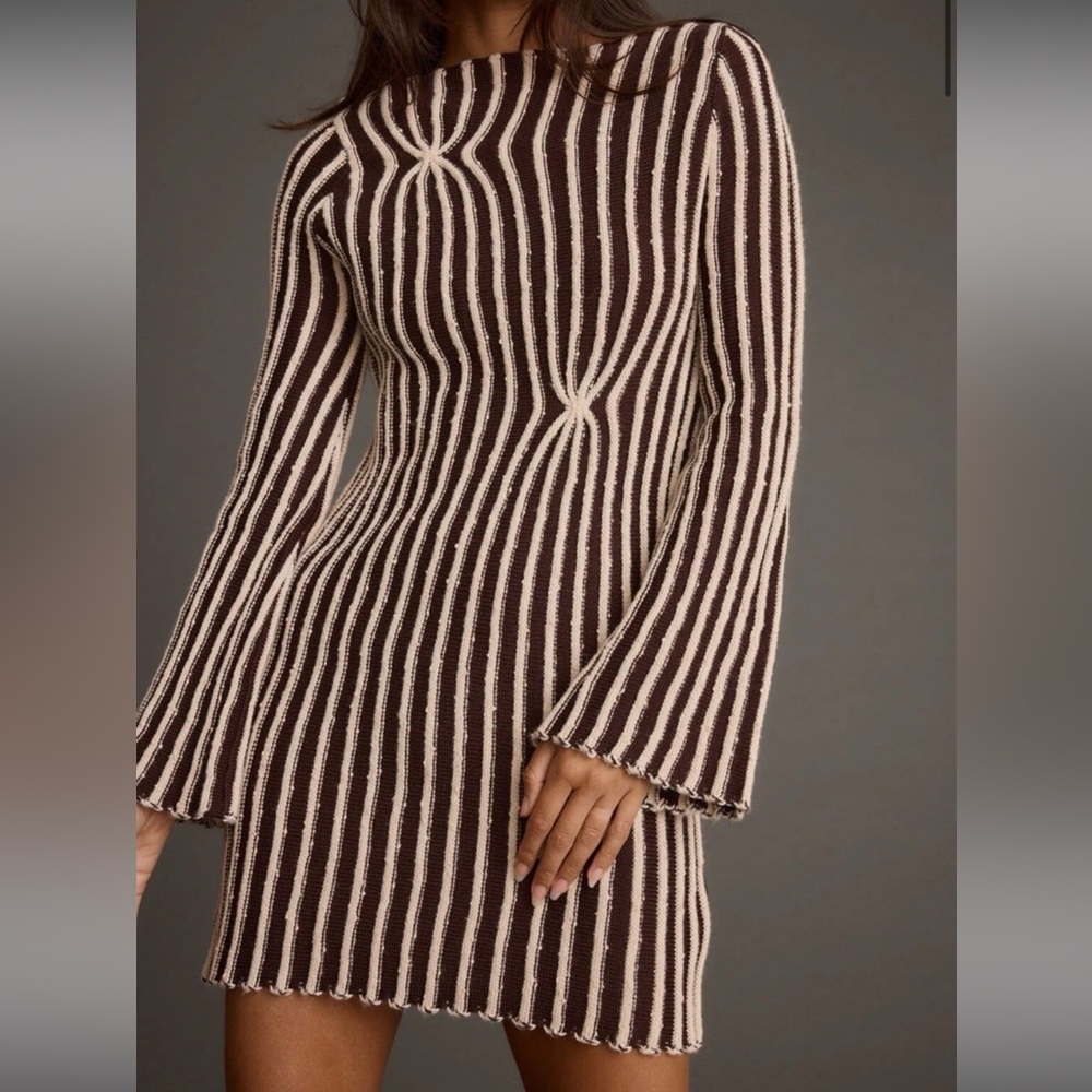 12th Tribe Brown and Cream Striped Dress